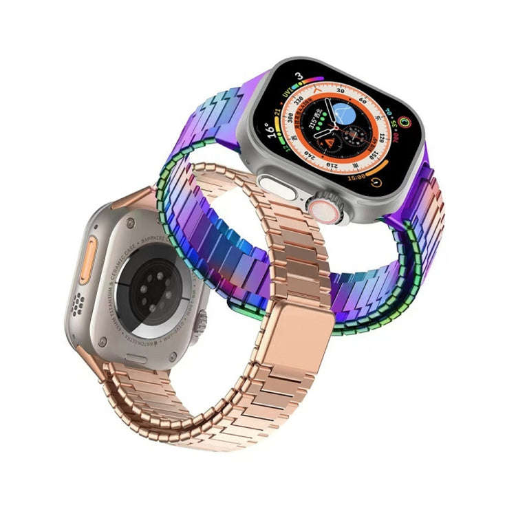 For Apple Watch Series 5 44mm Bamboo Magnetic Stainless Steel Metal Watch Strap(Silver Black)