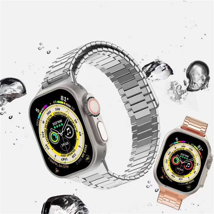 For Apple Watch Series 5 44mm Bamboo Magnetic Stainless Steel Metal Watch Strap(Silver Black)