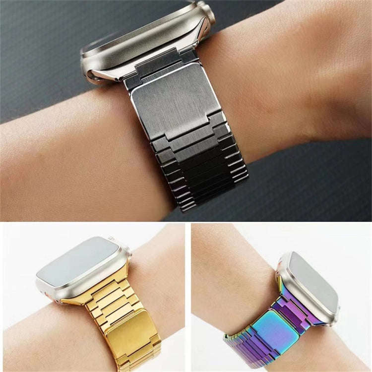 For Apple Watch Series 5 44mm Bamboo Magnetic Stainless Steel Metal Watch Strap(Silver Black)