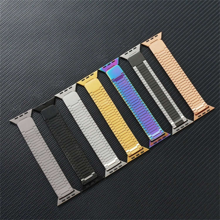 For Apple Watch Series 5 44mm Bamboo Magnetic Stainless Steel Metal Watch Strap(Silver Black)