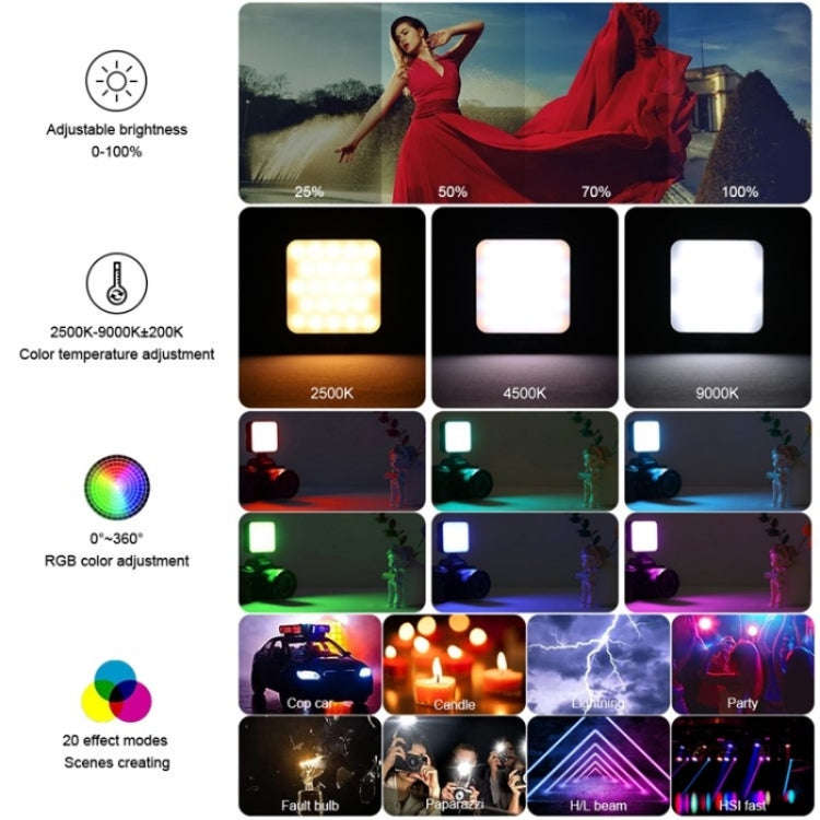 VLOGLITE T64RGB Mini Pocket Beauty Light Portable RGB Fill Light Cell Phone Camera Video Fill Light
