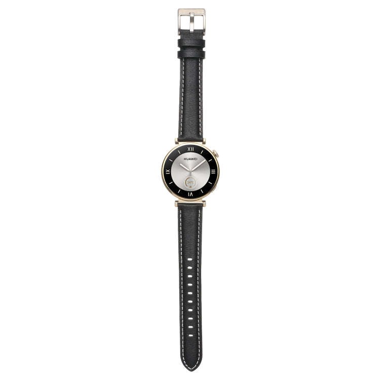 For Huawei Watch GT4 41mm 18mm Thread Pin Buckle Leather Watch Band(Black)