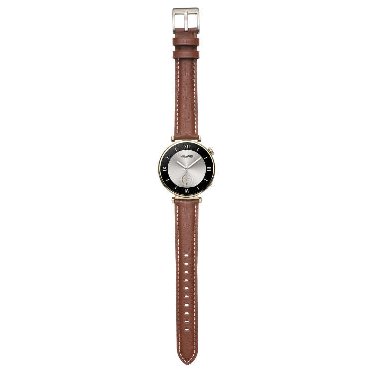 For Huawei Watch GT4 41mm 18mm Thread Pin Buckle Leather Watch Band(Dark Brown)