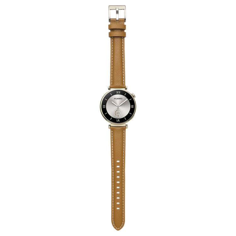 For Huawei Watch GT4 41mm 18mm Thread Pin Buckle Leather Watch Band(Light Brown)