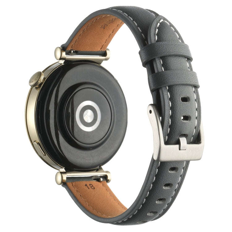 For Huawei Watch GT4 41mm 18mm Thread Pin Buckle Leather Watch Band(Grey)