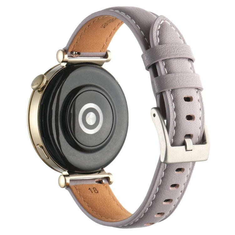 For Huawei Watch GT4 41mm 18mm Thread Pin Buckle Leather Watch Band(Purple)