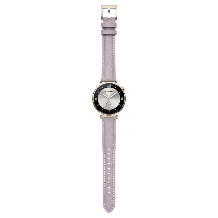 For Huawei Watch GT4 41mm 18mm Thread Pin Buckle Leather Watch Band(Purple)