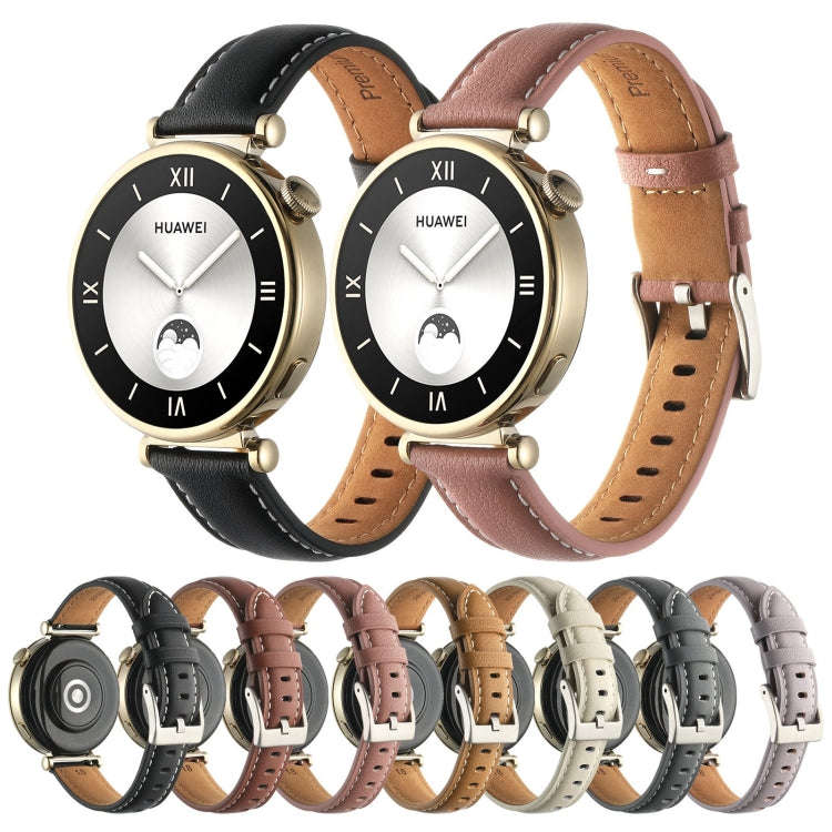 For Huawei Watch GT4 41mm 18mm Thread Pin Buckle Leather Watch Band(Black)