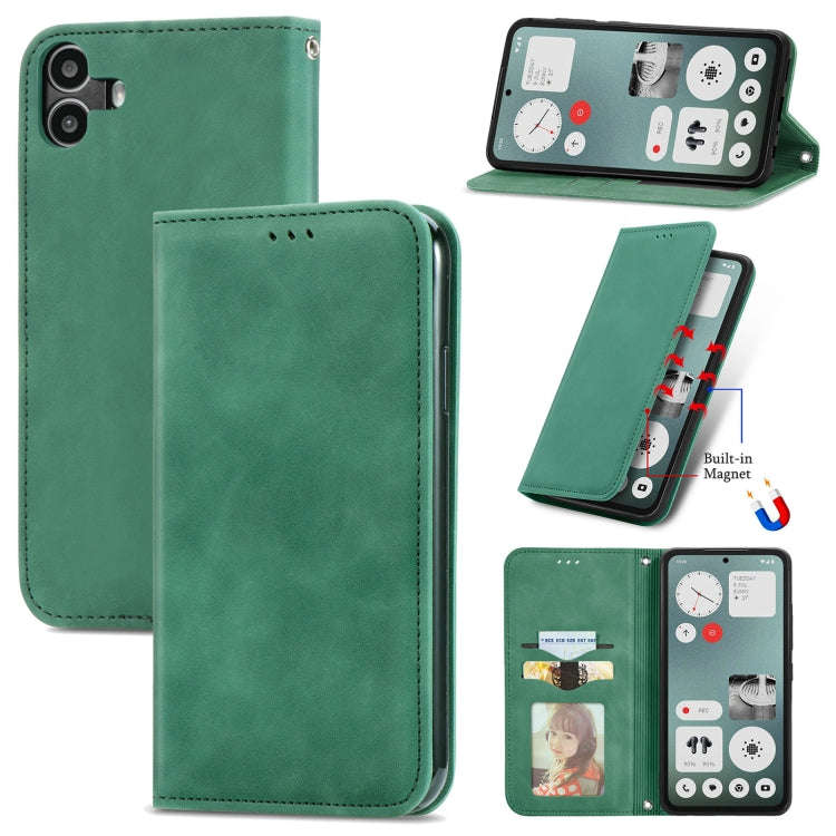 For  Nothing CMF Phone 1 Retro Skin Feel Magnetic Flip Leather Phone Case(Green)