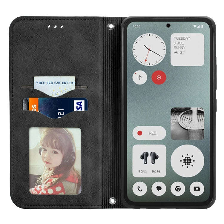 For  Nothing CMF Phone 1 Retro Skin Feel Magnetic Flip Leather Phone Case(Black)