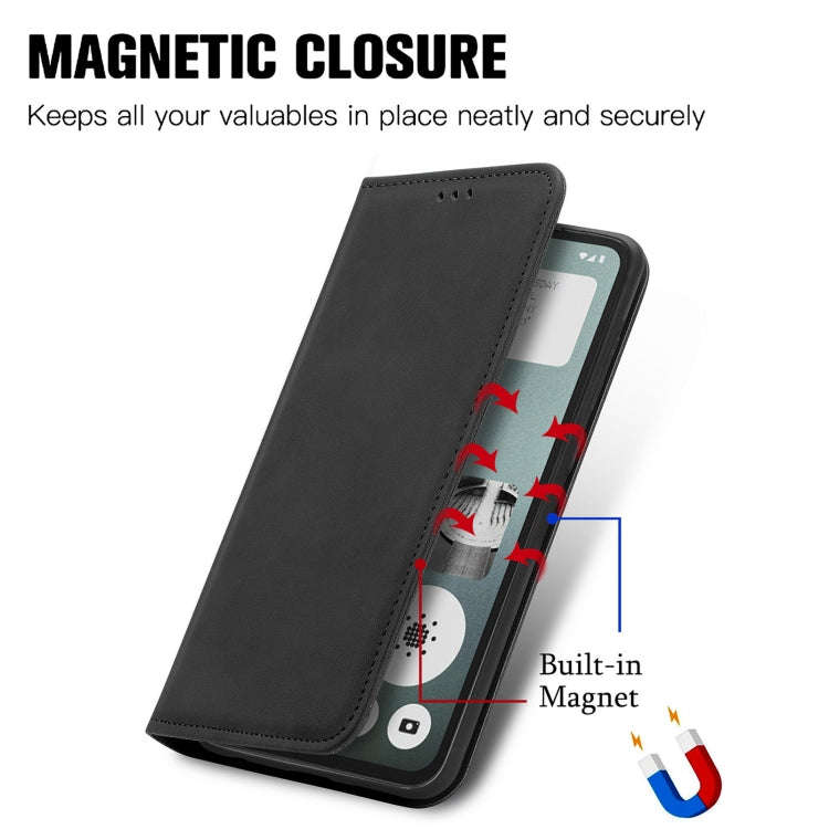 For  Nothing CMF Phone 1 Retro Skin Feel Magnetic Flip Leather Phone Case(Black)