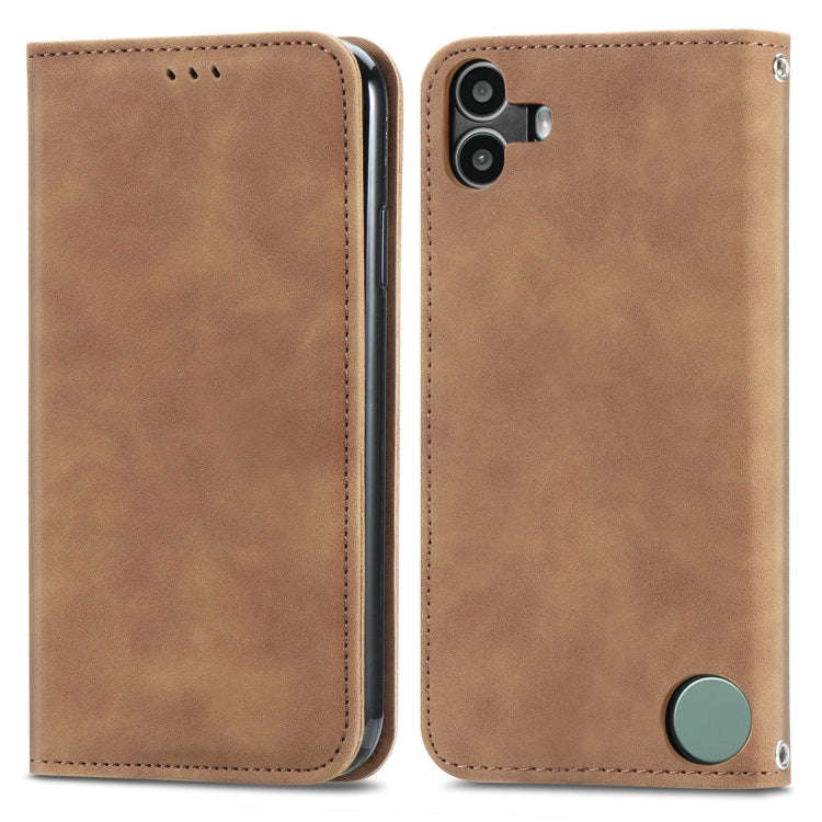 For  Nothing CMF Phone 1 Retro Skin Feel Magnetic Flip Leather Phone Case(Brown)