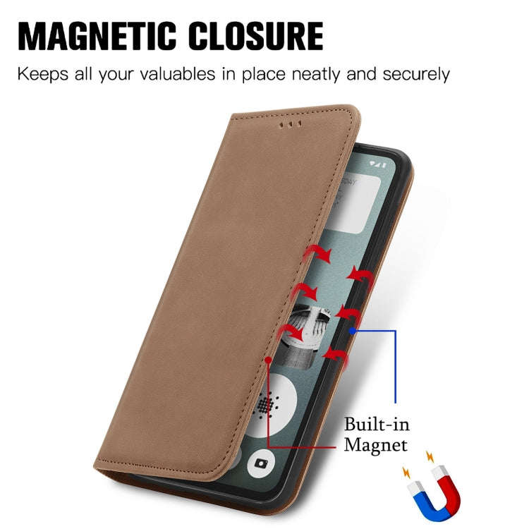 For  Nothing CMF Phone 1 Retro Skin Feel Magnetic Flip Leather Phone Case(Brown)