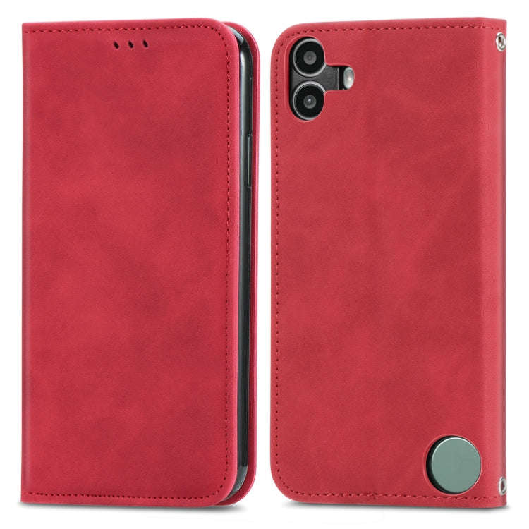 For  Nothing CMF Phone 1 Retro Skin Feel Magnetic Flip Leather Phone Case(Red)