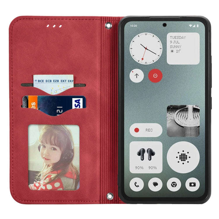 For  Nothing CMF Phone 1 Retro Skin Feel Magnetic Flip Leather Phone Case(Red)