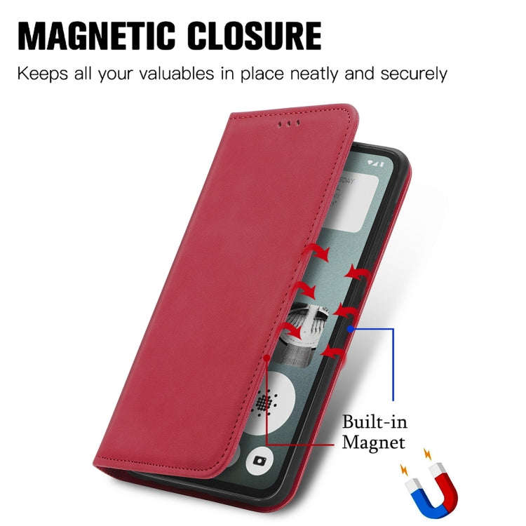For  Nothing CMF Phone 1 Retro Skin Feel Magnetic Flip Leather Phone Case(Red)
