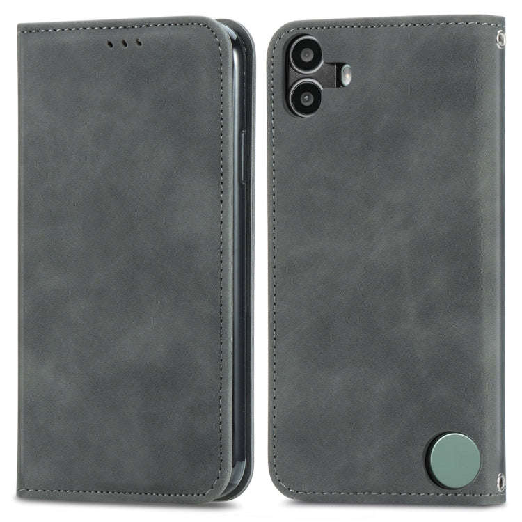 For  Nothing CMF Phone 1 Retro Skin Feel Magnetic Flip Leather Phone Case(Grey)