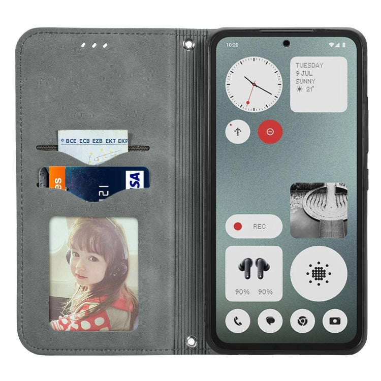 For  Nothing CMF Phone 1 Retro Skin Feel Magnetic Flip Leather Phone Case(Grey)