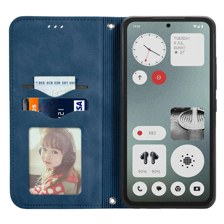 For  Nothing CMF Phone 1 Retro Skin Feel Magnetic Flip Leather Phone Case(Blue)