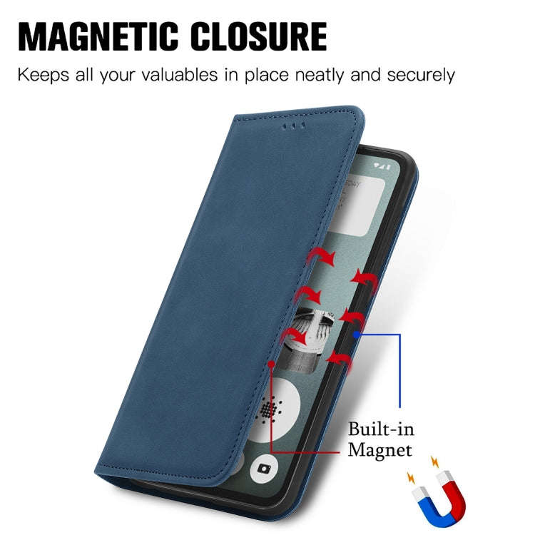 For  Nothing CMF Phone 1 Retro Skin Feel Magnetic Flip Leather Phone Case(Blue)