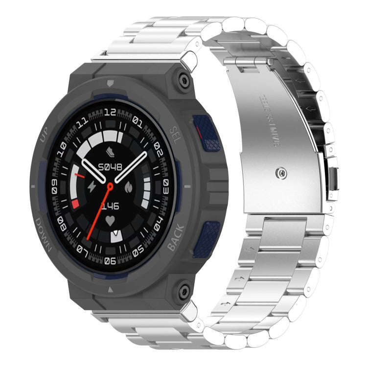 For Amazfit Active Edge A2212 Three Beads Stainless Steel Watch Band(Silver)