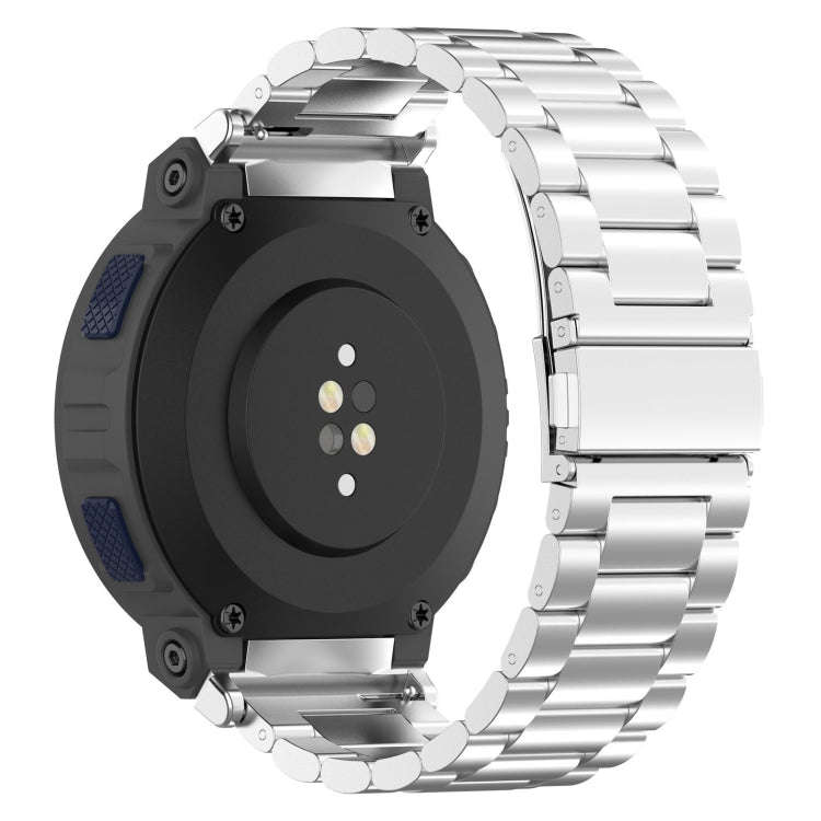 For Amazfit Active Edge A2212 Three Beads Stainless Steel Watch Band(Silver)