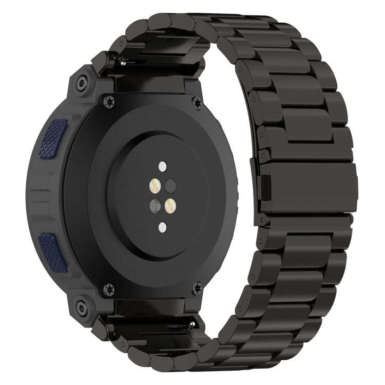 For Amazfit Active Edge A2212 Three Beads Stainless Steel Watch Band(Black)