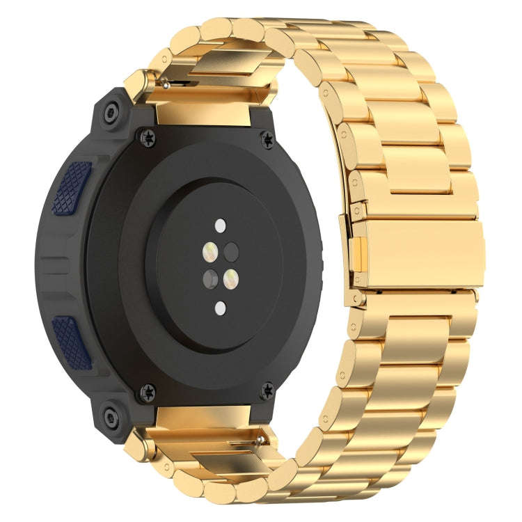 For Amazfit Active Edge A2212 Three Beads Stainless Steel Watch Band(Gold)