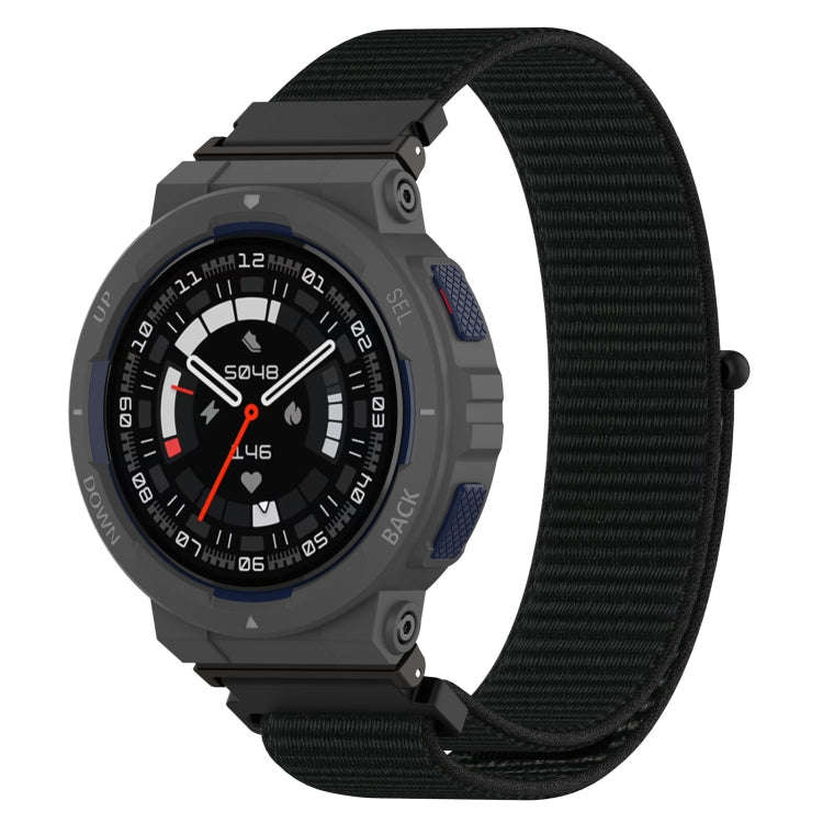 For Amazfit Active Edge A2212 Nylon Loop Hook and Loop Fastener Watch Band(Black)