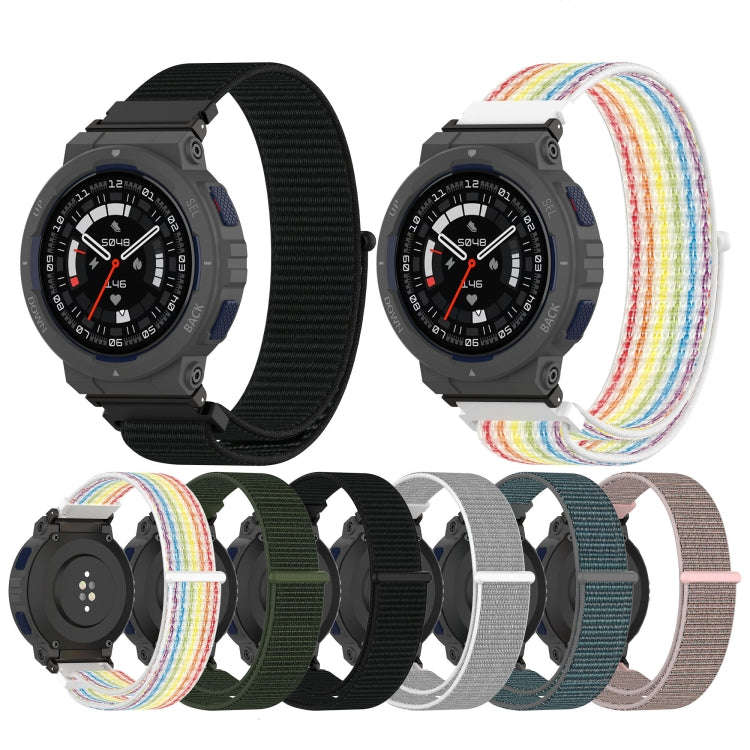 For Amazfit Active Edge A2212 Nylon Loop Hook and Loop Fastener Watch Band(Fengyun Grey)