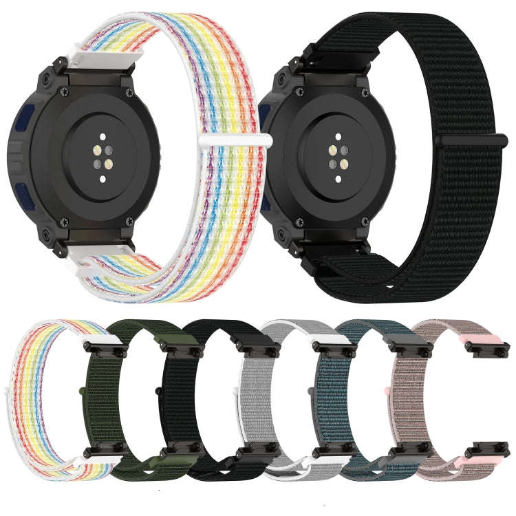 For Amazfit Active Edge A2212 Nylon Loop Hook and Loop Fastener Watch Band(White)