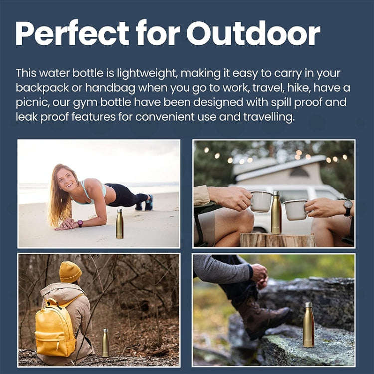 JUNSUNMAY 304 Stainless Steel Double-layer Vacuum Insulated Water Bottle, Capacity:500ml(Black)