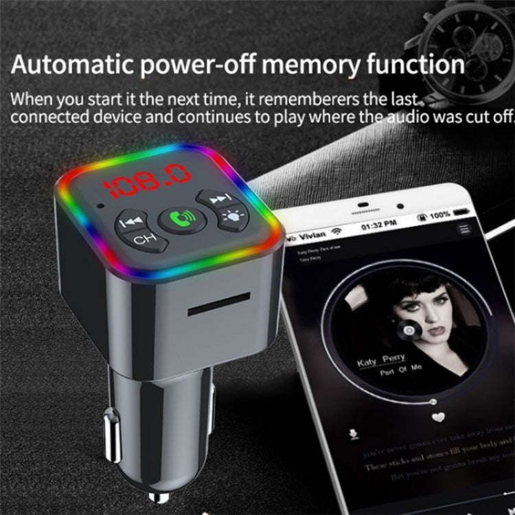 Colorful light Car Hands-free Call Bluetooth Receiver Support U Disk MP3 Player