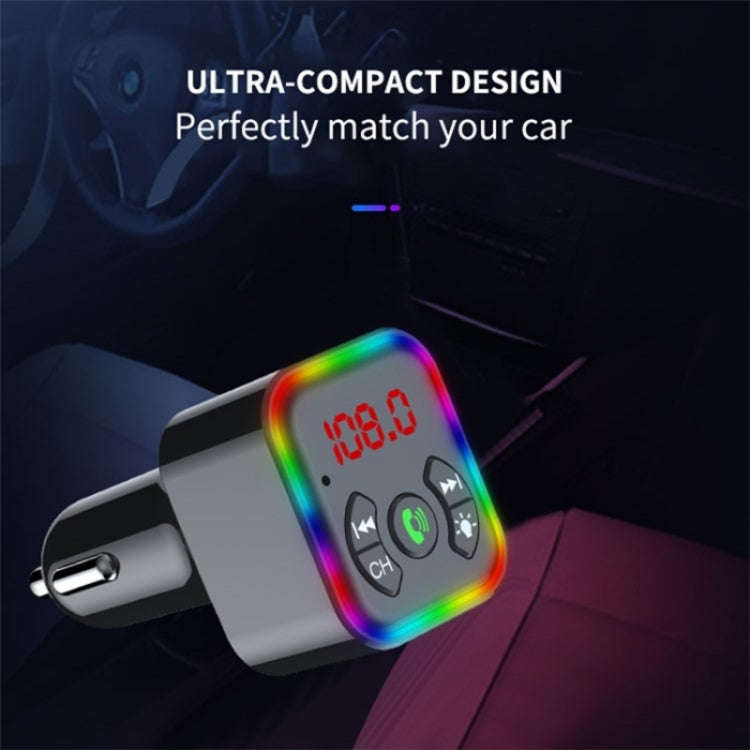 Colorful light Car Hands-free Call Bluetooth Receiver Support U Disk MP3 Player