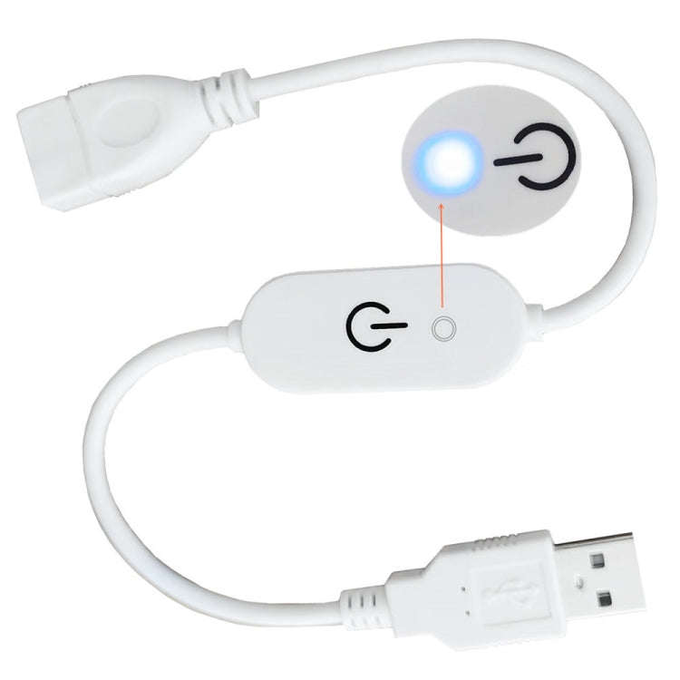 JUNSUNMAY USB LED Touch Inline Dimmer Switch Controller for Single Color, Length 30cm(White)
