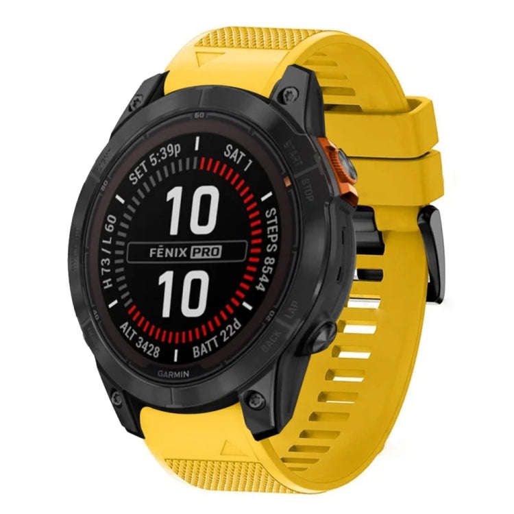For Garmin Fenix 7X Pro 51mm Quick Release 26mm Silicone Watch Band(Yellow)