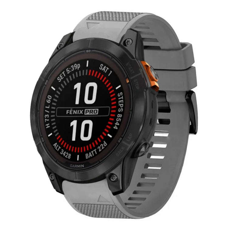 For Garmin Fenix 7X Pro 51mm Quick Release 26mm Silicone Watch Band(Grey)