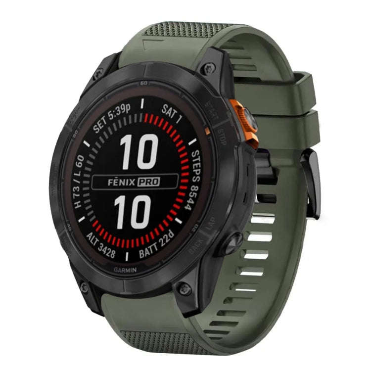 For Garmin Fenix 7X Pro 51mm Quick Release 26mm Silicone Watch Band(Army Green)