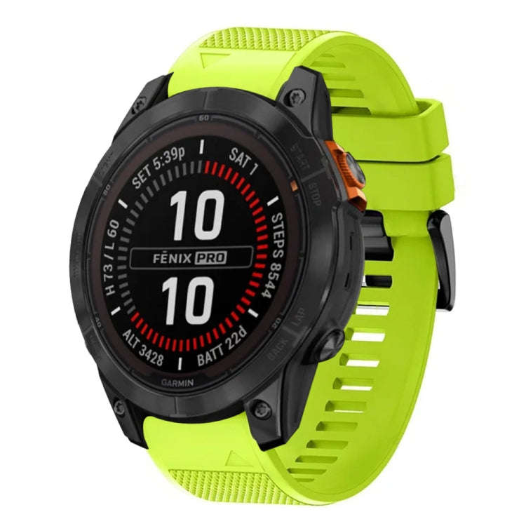 For Garmin Fenix 7X Pro 51mm Quick Release 26mm Silicone Watch Band(Lime Green)