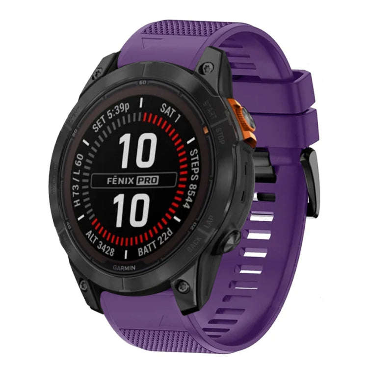 For Garmin Fenix 7X Pro 51mm Quick Release 26mm Silicone Watch Band(Purple)