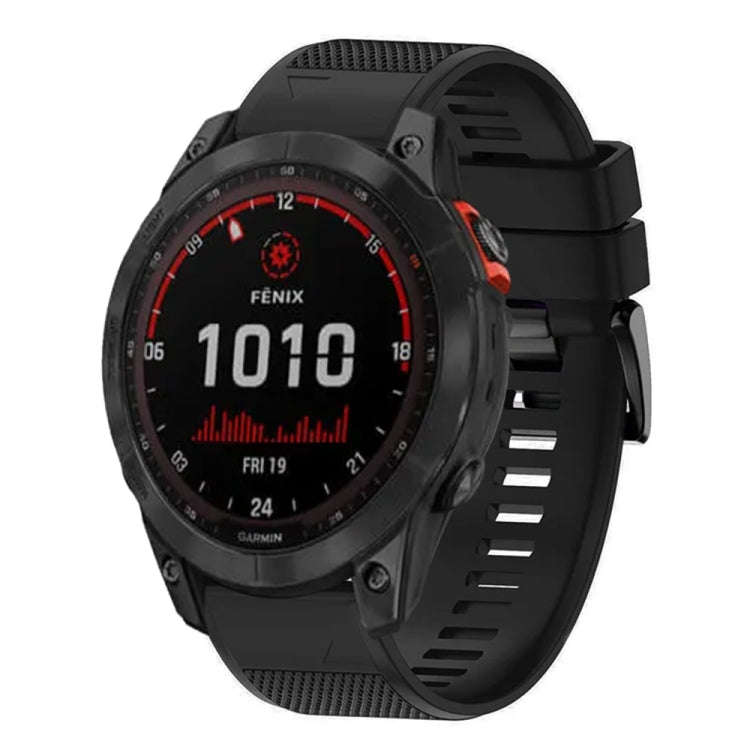 For Garmin Fenix 7X Quick Release 26mm Silicone Watch Band(Black)