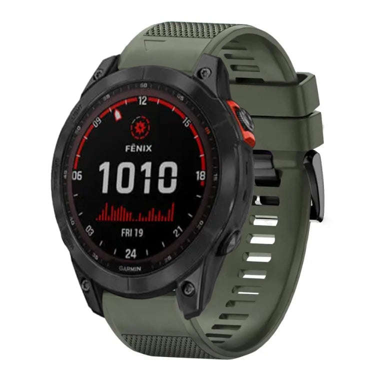 For Garmin Fenix 7X Quick Release 26mm Silicone Watch Band(Army Green)