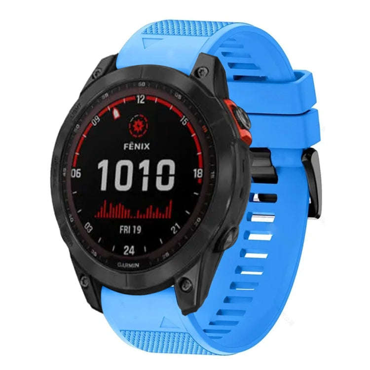 For Garmin Fenix 7X Quick Release 26mm Silicone Watch Band(Sky Blue)