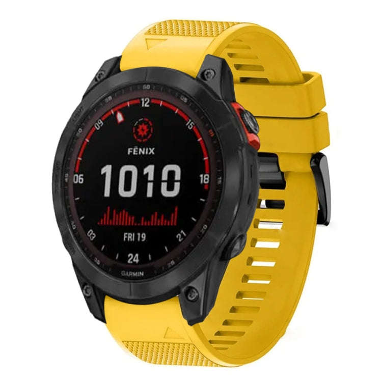 For Garmin Fenix 7X Solar Quick Release 26mm Silicone Watch Band(Yellow)