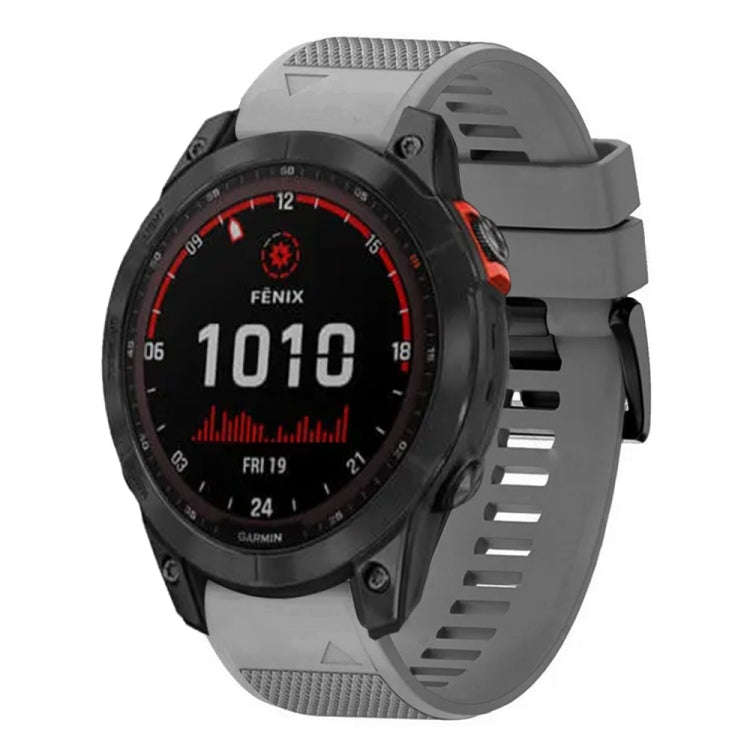 For Garmin Fenix 7X Solar Quick Release 26mm Silicone Watch Band(Grey)