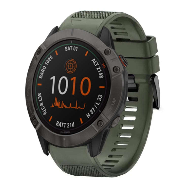 For Garmin Fenix 6X Quick Release 26mm Silicone Watch Band(Army Green)