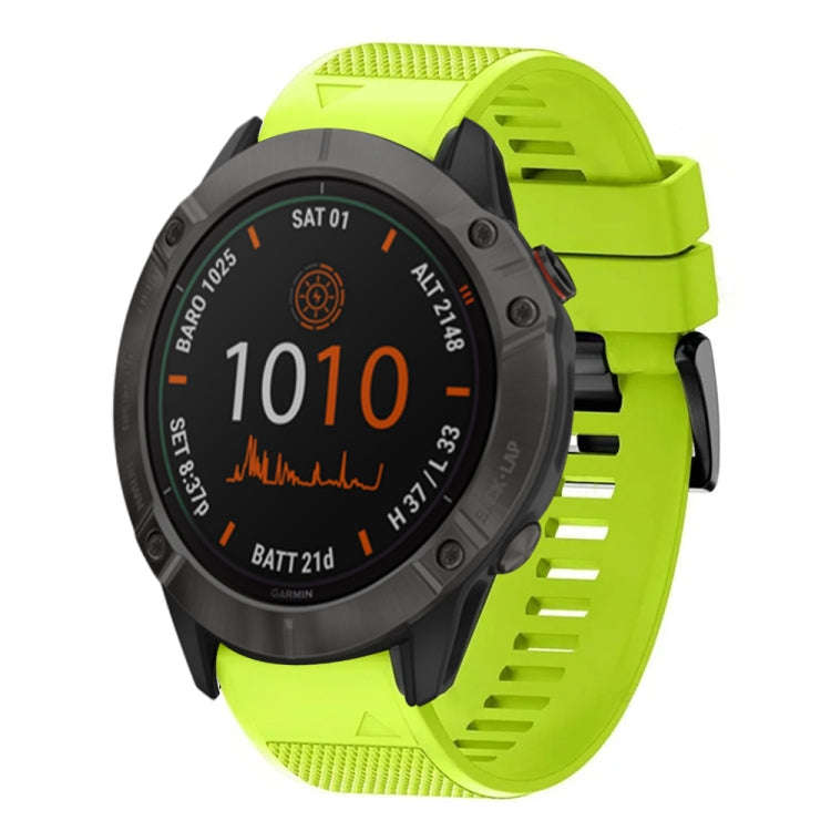 For Garmin Fenix 6X Quick Release 26mm Silicone Watch Band(Lime Green)