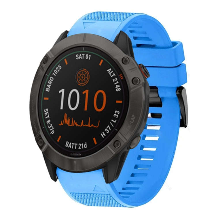 For Garmin Fenix 6X Quick Release 26mm Silicone Watch Band(Sky Blue)