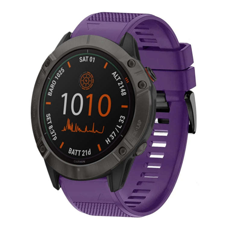 For Garmin Fenix 6X Pro Quick Release 26mm Silicone Watch Band(Purple)