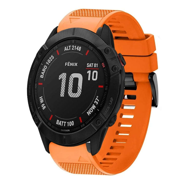 For Garmin Fenix 6X Sapphire Quick Release 26mm Silicone Watch Band(Orange)